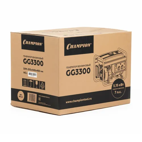 Генератор бензиновый Champion GG3300, 2,6 кВт