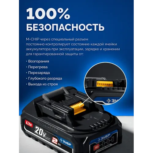 ЗУБР 20 В, 350 Н·м, 2 АКБ LMS (2 А·ч), бесщеточный ударный гайковерт, кейс, ПРОФЕССИОНАЛ (GB-350-22)