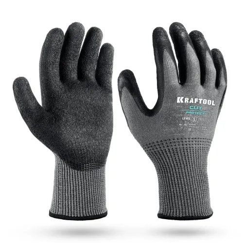 KRAFTOOL CUT PROTECT, XL (10), перчатки с кевларовой нитью для защиты от порезов, с рельефным латексным покрытием (11245-XL)