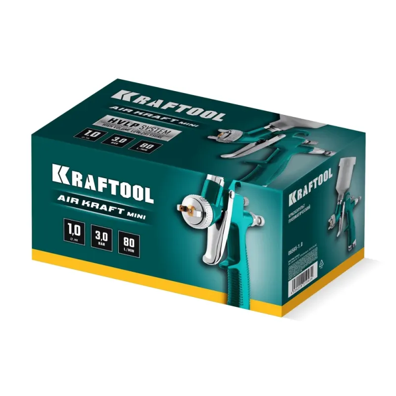 KRAFTOOL AIRKRAFT MINI, HVLP, 1 мм, пневматический краскопульт с верхним бачком (06565-1.0)