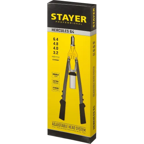 STAYER HERCULES-64, 3.2 - 6.4 мм, 530 мм, усиленный двуручный заклепочник, Professional (3106)
