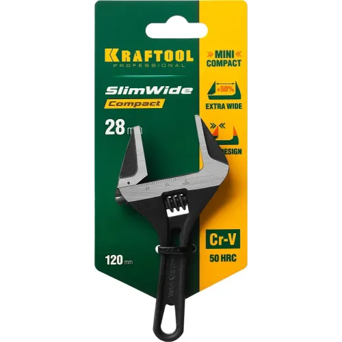 KRAFTOOL SlimWide Compact, 120/28 мм, разводной ключ (27266-15)