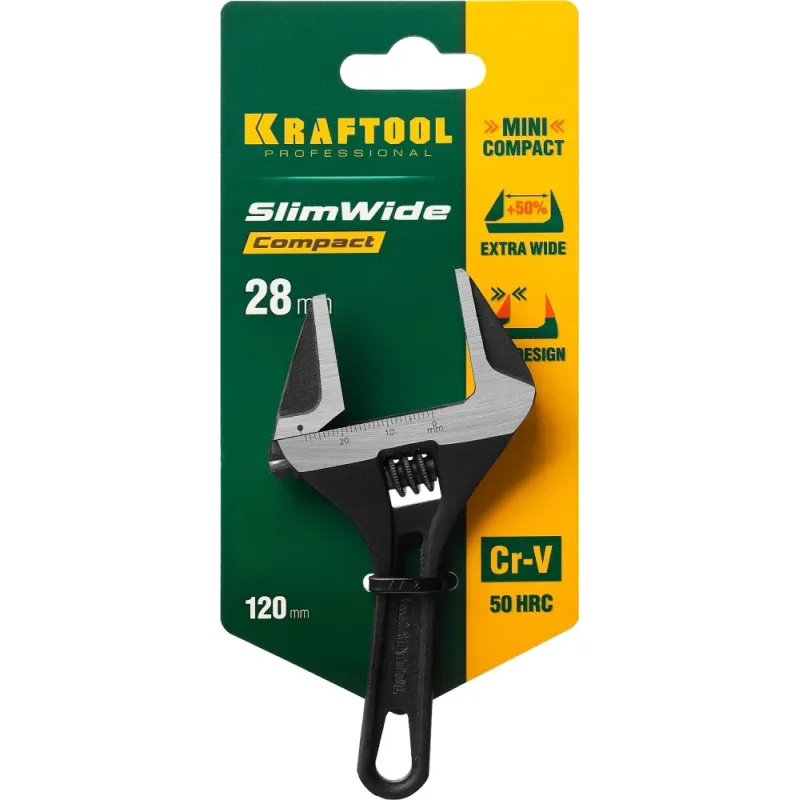 KRAFTOOL SlimWide Compact, 120/28 мм, разводной ключ (27266-15)