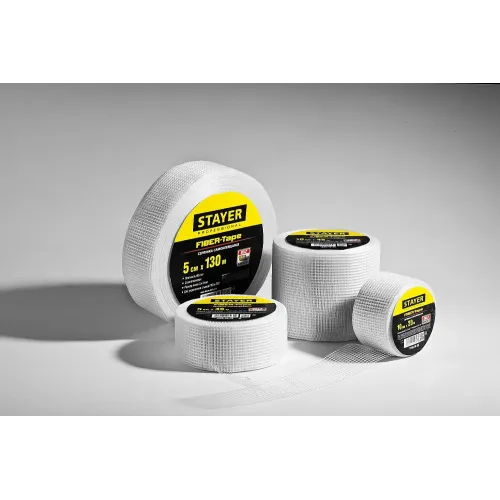 STAYER FIBER-Tape, 5 см х 90 м, 3 х 3 мм, самоклеящаяся серпянка, Professional (1246-05-90)