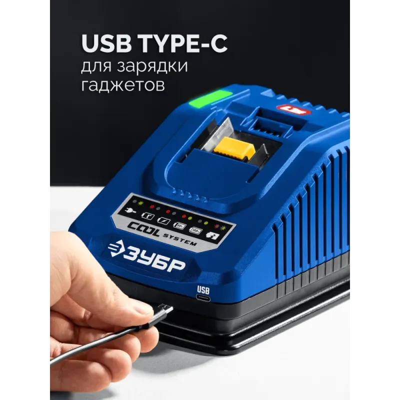 ЗУБР Turbo CHARGE, 20 В, 1 порт, 1 х 6 А, зарядное устройство для LMS АКБ, ПРОФЕССИОНАЛ (TC-20-1)