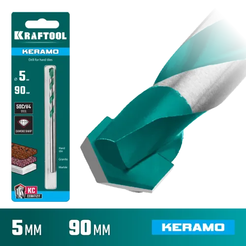 KRAFTOOL Keramo, 5 х 90 мм, тв.сплав КС, сверло по керамограниту (29175-090-5)
