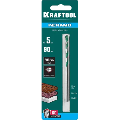 KRAFTOOL Keramo, 5 х 90 мм, тв.сплав КС, сверло по керамограниту (29175-090-5)