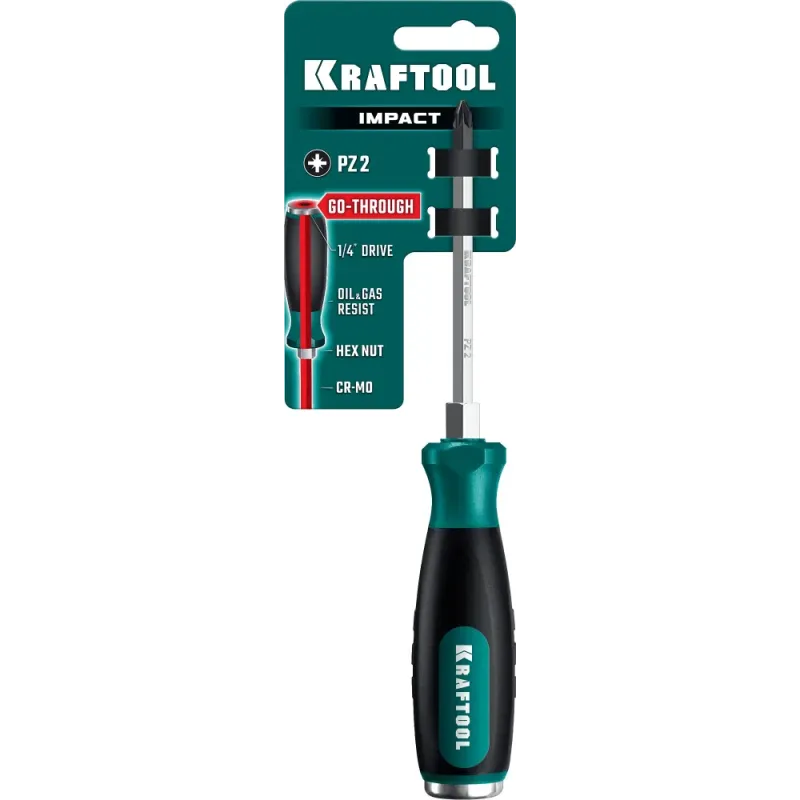 KRAFTOOL IMPACT PZ 2, сквозной стержень Cr-Mo, Ударная отвертка (250035-2)