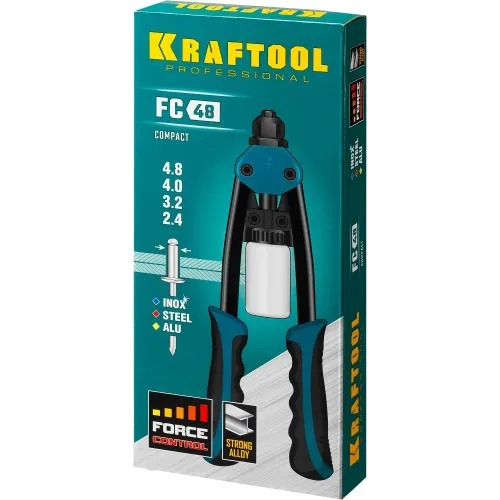 KRAFTOOL FC-48, 2.4 - 4.8 мм, 290 мм, компактный двуручный заклепочник (31161)