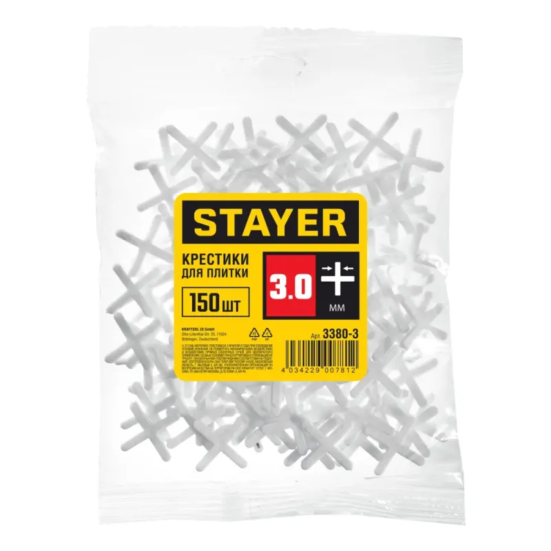 STAYER 3 мм, 150 шт, крестики для плитки (3380-3)