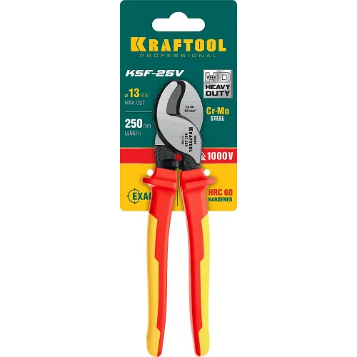 KRAFTOOL KSF-25V, d 13 мм, 250 мм, VDE, 1000 В, усиленный, диэлектрический кабелерез (23334-25V)