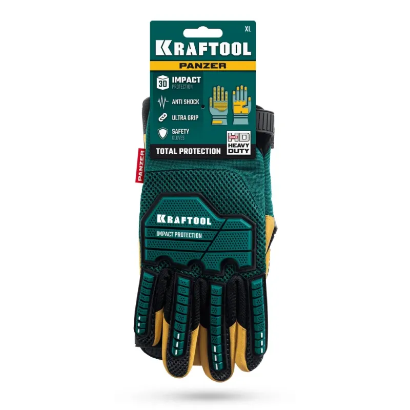 KRAFTOOL PANZER р.XL (10), профессиональные комбинированные перчатки, виброзащита, увеличенные противоударные накладки (11298-XL)