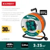 KRAFTOOL EXPERT 4.0, ПВС 3х2.5 30м 4000Вт IP44, силовой удлинитель на стальной катушке (55089-30)