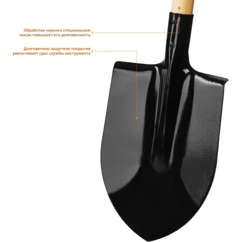 GRINDA 145 см, деревянный лакированный черенок в/с, штыковая лопата, закаленное полотно (421821)