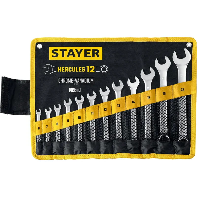 STAYER HERCULES, 12 шт, 6 - 22 мм, набор комбинированных гаечных ключей, Professional (27081-H12)