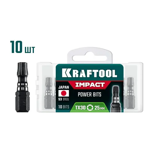 KRAFTOOL Impact TX 30, 25 мм, 10 шт, ударные биты (26195-30-25-S10)