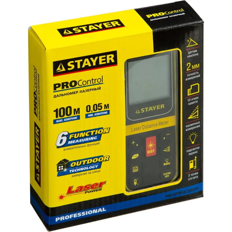 STAYER 100 м, лазерный дальномер, Professional (34959)