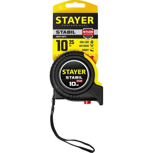 STAYER Stabil, 10 м х 25 мм, рулетка, Professional (34131-10)