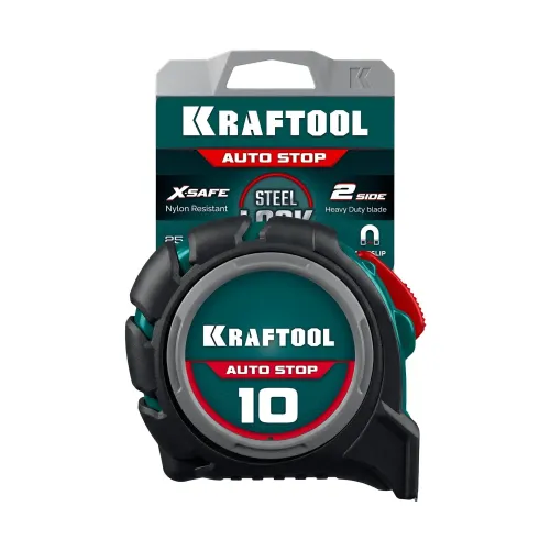 KRAFTOOL AutoStop 10м х 25мм, профессиональная рулетка с автостопом (3412-10-25)