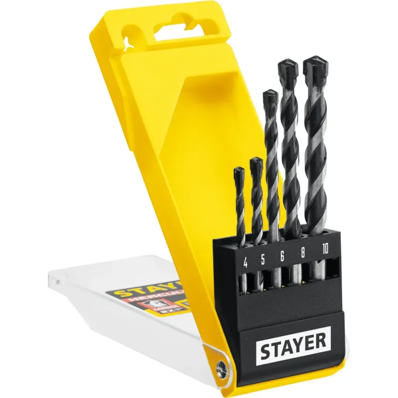STAYER Hercules, 5 шт: d 4-5-6-8-10 мм, набор сверл по бетону, Professional (2915-H5)