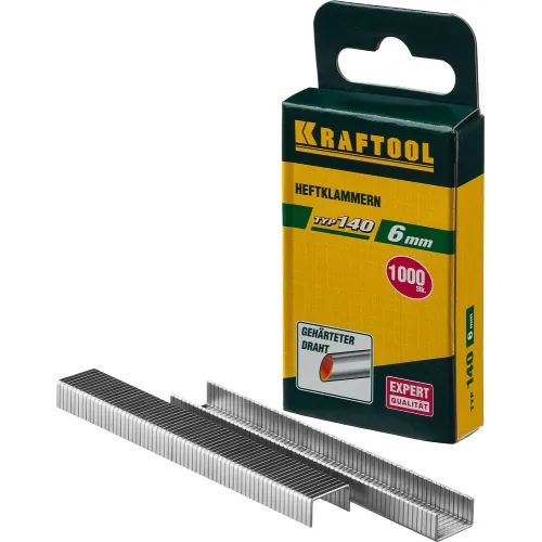 KRAFTOOL скобы тип 140 (G/11/57), 6 мм, калибр 20GA. 1000 шт (31680-06)