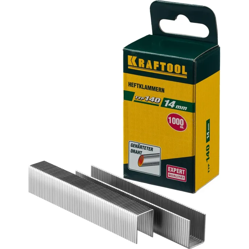 KRAFTOOL скобы тип 140 (G/11/57), 14 мм, калибр 20GA. 1000 шт (31680-14)