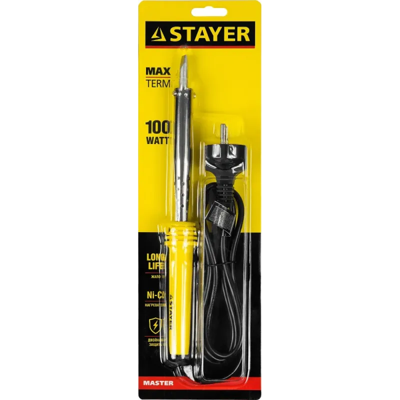 STAYER MAXTerm, 100 Вт, клин, электропаяльник с пластиковой рукояткой (55305-100)