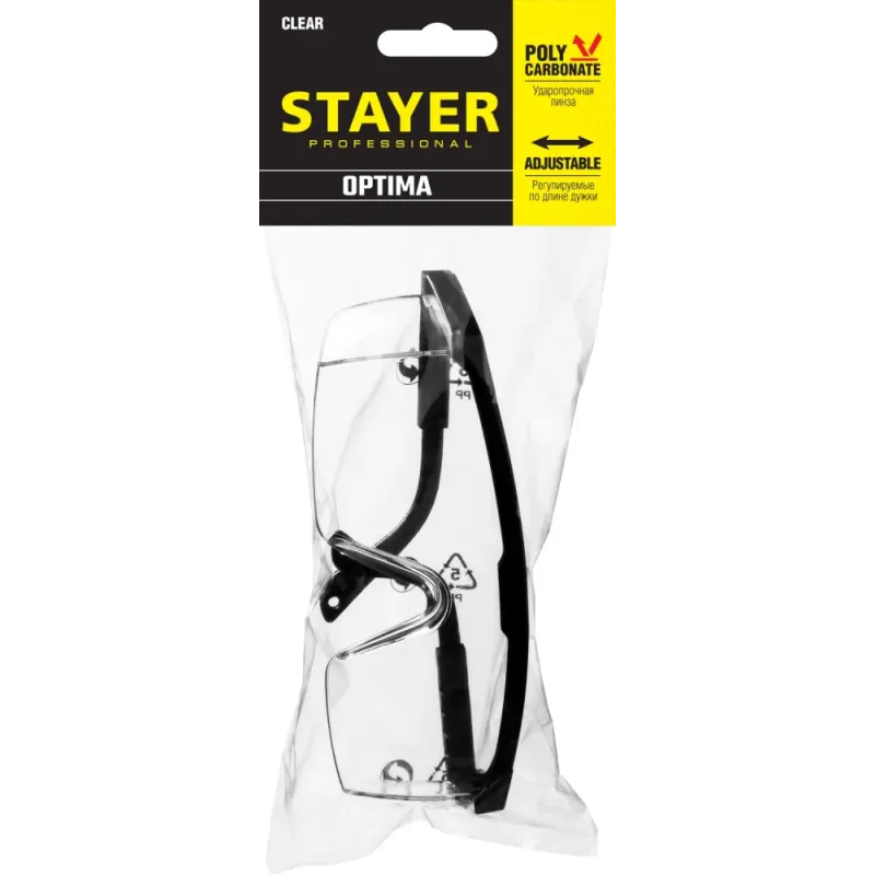 STAYER OPTIMA прозрачные защитные очки, открытые, оптический класс 1 (2-110451)