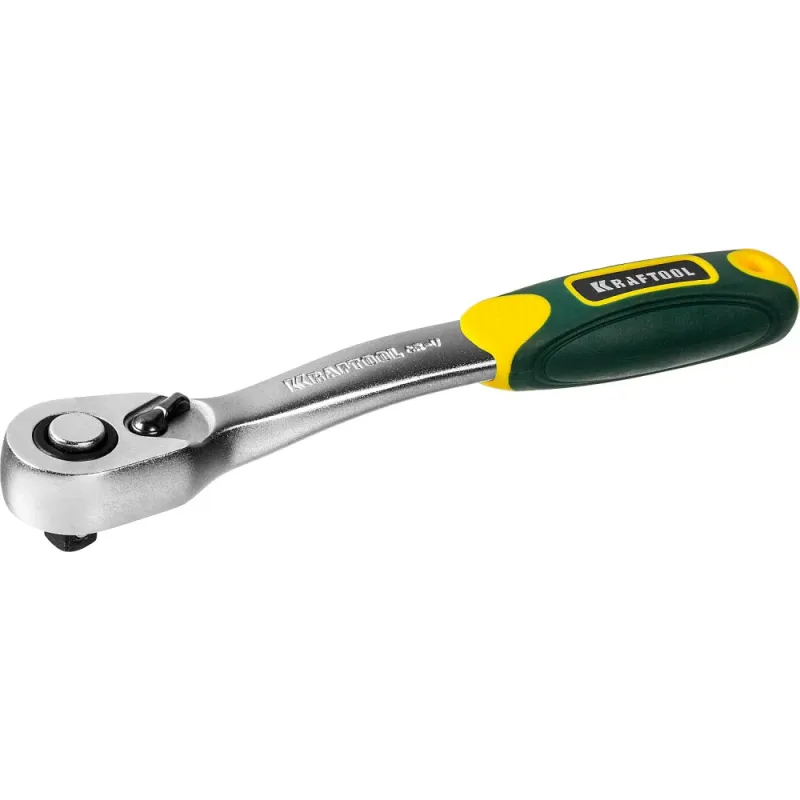 KRAFTOOL 1/4″, 72 зубца, изогнутая трещотка для торцовых головок, Pro (27795-1/4)