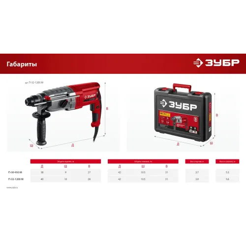 ЗУБР 30 мм, 950 Вт, перфоратор SDS Plus, мет. корпус (П-30-950 М)