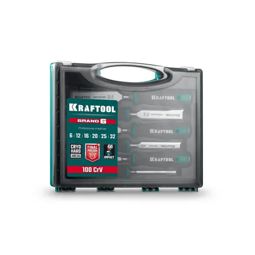 KRAFTOOL GRAND-6 набор стамесок-долот с двухкомпонентной рукояткой, 6 шт