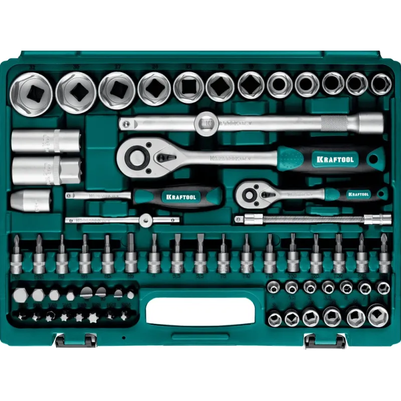 KRAFTOOL X-Drive 82, 82 предм., (1/2″+1/4″), универсальный набор инструмента (27887-H82)