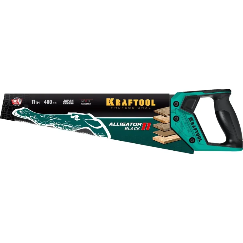 KRAFTOOL Alligator Black 11, 400 мм, ножовка для точного реза (15205-40)