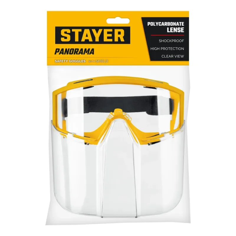 STAYER PANORAMA защитные очки закрытые со щитком, прозрачные, оптический класс 1 (110292)