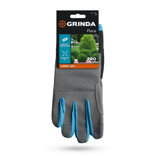 GRINDA FLORA, S (7), садовые перчатки из искусственной кожи с усиленным наладонником и кончиками пальцев, противоскользящие, PRO Line (1138-S)