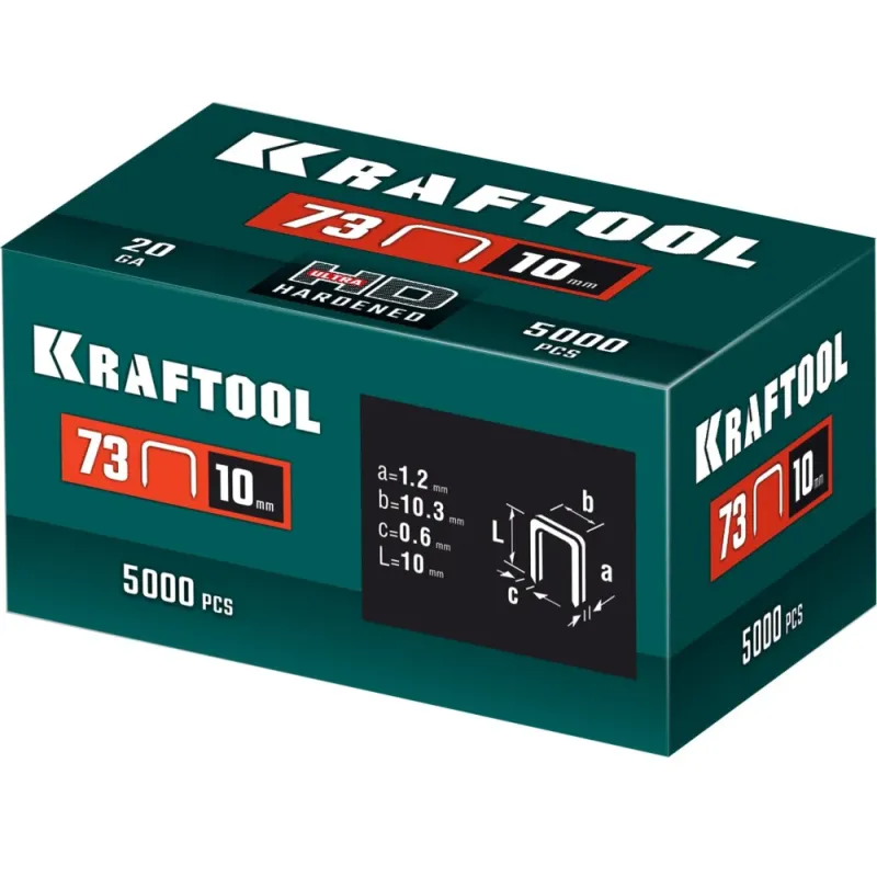 KRAFTOOL скобы тип 73, 10 мм, калибр 20GA. 5000 шт (31773-10)