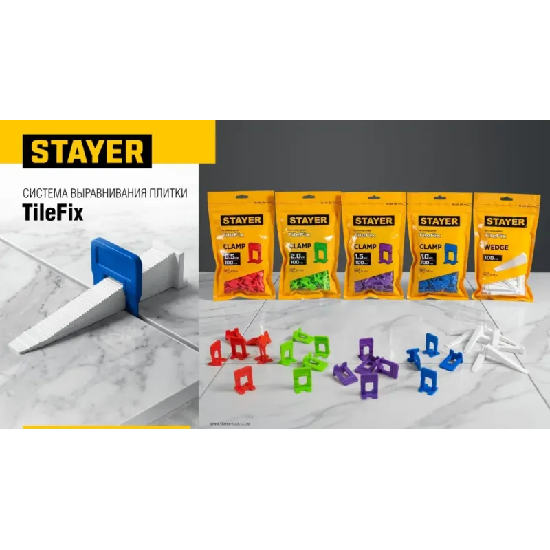 STAYER СВП TileFix, 1,5 мм, 500 шт, система выравнивания плитки ″ворота″ (33846-500)