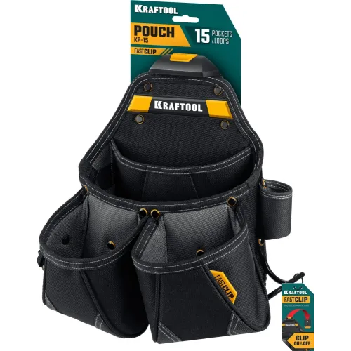 KRAFTOOL KP-15 поясная сумка с быстросъёмным креплением FastClip, 350 х 320 мм (38771)