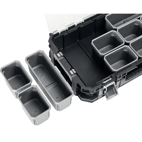 KETER SMART ROLLING, 564 х 373 х 700 мм, (22″), набор пластиковый ящик-тележка + ящик для инструментов + ящик органайзер (38390-22)