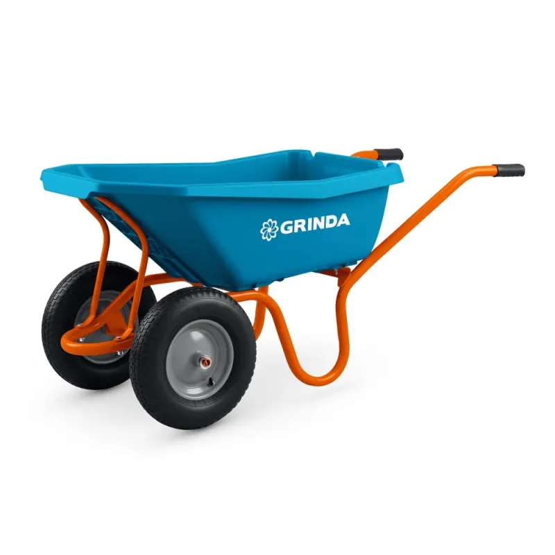 GRINDA GP-22, ударопрочный пластиковый кузов, 110 л, 220 кг, двухколесная, пневматические колеса, тачка садовая PROLine (422406)