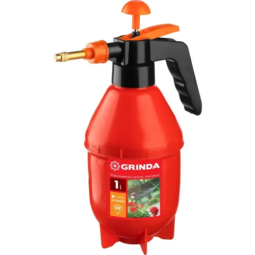 GRINDA PS-1E, объем 1 л, ручной, с удлинённым соплом, колба из полиэтилена, помповый опрыскиватель (40366)