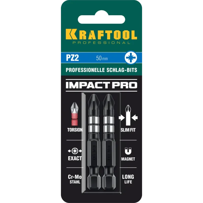 KRAFTOOL Impact PZ 2, 50 мм, 2 шт, ударные биты (26193-2-50-S2)