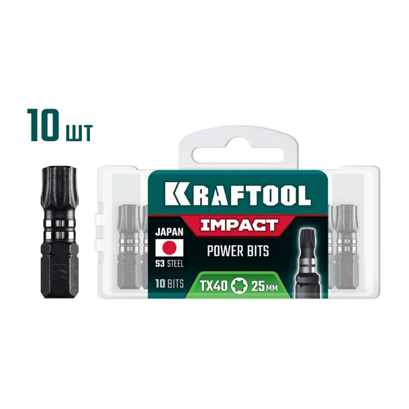 KRAFTOOL Impact TX 40, 25 мм, 10 шт, ударные биты (26195-40-25-S10)