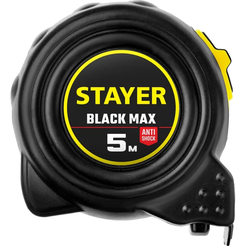 STAYER BlackMax, 5 м х 19 мм, рулетка с двумя фиксаторами, Professional (3410-05)