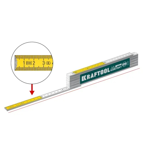 KRAFTOOL PRO-90 Kontakt, 2.4 м, профессиональный складной деревянный метр (34729)