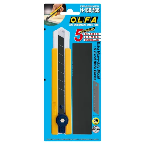 OLFA 25 мм, в комплекте с лезвиями EXCEL BLACK 5 шт, нож (OL-H-1BB/5BB )