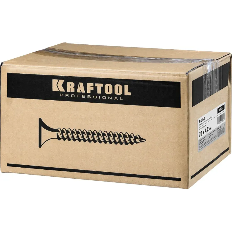 KRAFTOOL СГМ, 70 х 4.2 мм, фосфатированное покрытие, 1500 шт (6,92 кг.), саморез гипсокартон-металл (3001-70)