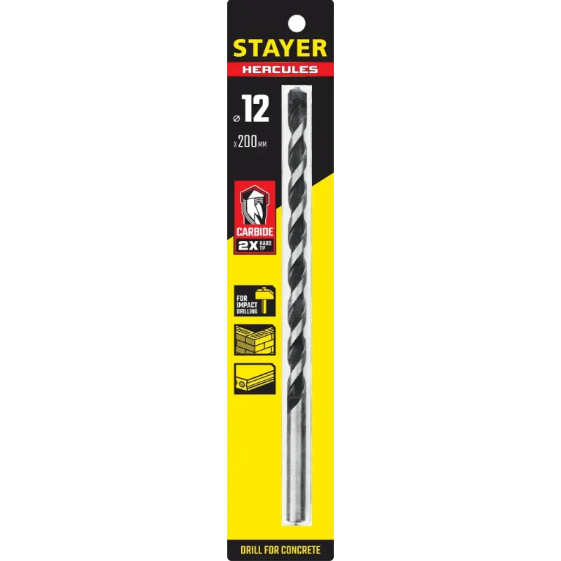 STAYER Hercules, 12 x 200 мм, cверло по бетону, Professional (2915-200-12)