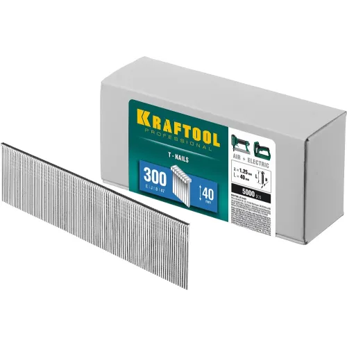 KRAFTOOL гвозди тип 300 (47/J/ F), 40 мм, калибр 18GA. 5000 шт (31785-40)