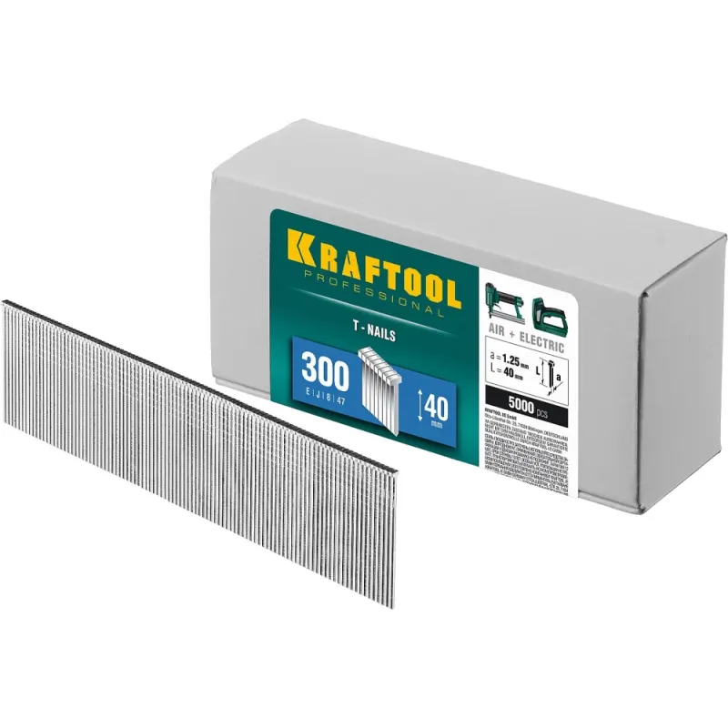 KRAFTOOL гвозди тип 300 (47/J/ F), 40 мм, калибр 18GA. 5000 шт (31785-40)